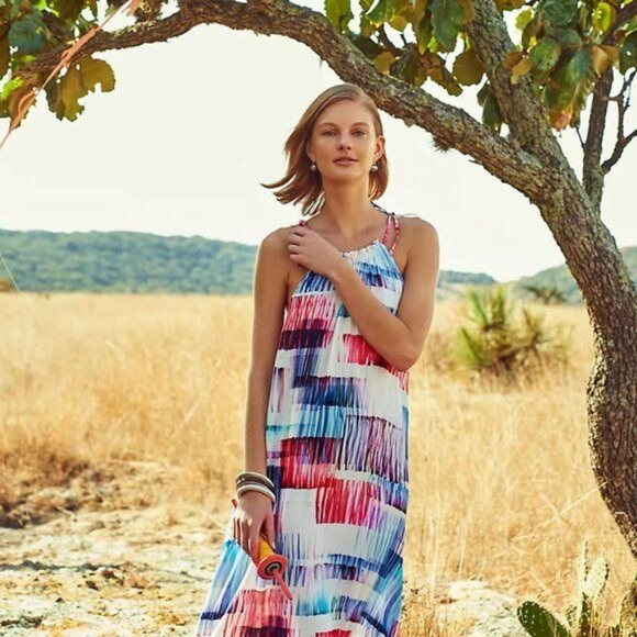 Anthro 'Sonora' Sachin + Babi Tie Dye Water Color Midi Dress - Picture 1 of 10